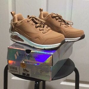 Skechers Women's Tan Athletic Wedge Sneakers